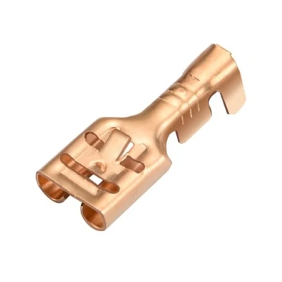 Immagine di Heschen 100 terminali a forcella crimpare, 6,3 mm, in ottone, non isolati, per cavi da 1 1,5 mm²