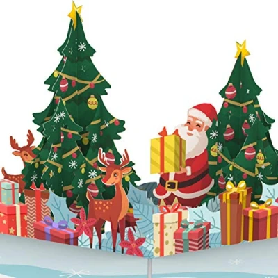 Immagine di papercrush® Biglietto di Natale pop up 3D con Babbo Natale, ideale per contenere un regalo in denaro o buono acquisti bambini, donne e uomini, come fidanzata la mamma