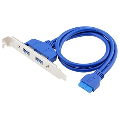Immagine di ChenYang Intestazione pannello frontale USB 3.0 19/20 pin 1 maschio a 2 femmina Cavo di estensione porta posteriore chassis 0,5 m con staffa slot PCI E da 12 cm