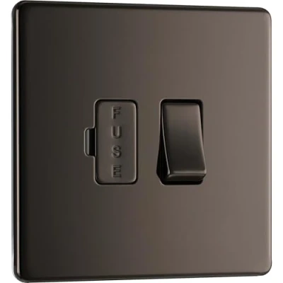 Immagine di BG Electrical NBS50 Modulo di connessione con fusibile commutato in metallo, nero, FBN50 01, 250V