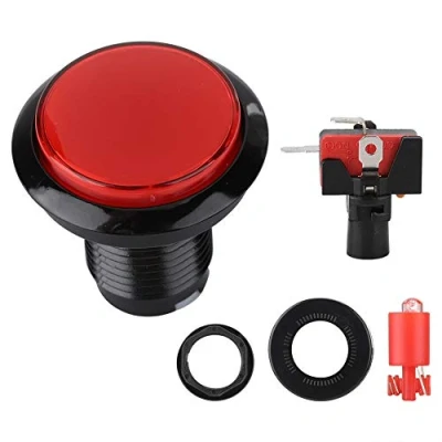Immagine di ciciglow Pulsanti, 46mm Dome LED Illuminato Pulsante, Pulsanti Interruttore Sostituisci Machine Giochi Parte Fai da Te per Videogiochi Machine(Rosso)