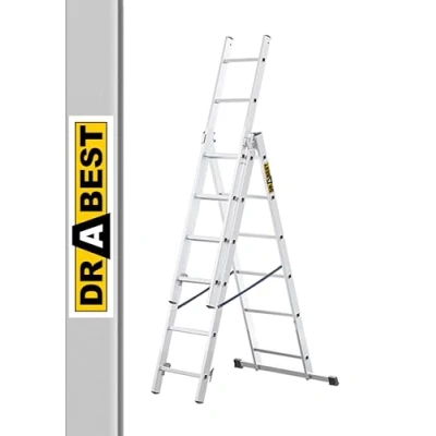 Immagine di DRABEST Scala Base in Alluminio per Casa a 3 Elementi Scaletta 3x6 Gradini Leggera Pieghevole Portata 150 Kg 46x165x13cm