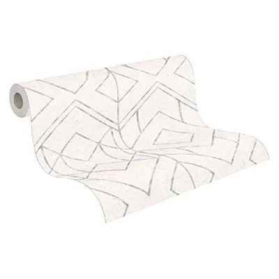 Immagine di Carta da parati Geometrica Ava New York Metropolitan Stories 2 A.S. Création tessuto non 10.05 m x 0.53 Grigio Metallico Bianco Prodotto in Germania 378691 37869 1