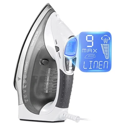 Immagine di BEAUTURAL Ferro da Stiro a Vapore Temperatura Variabile con Display LCD, Doppia Piastra Rivestita in Ceramica, Auto Spegnimento Sistema Autopulente Anti Calcificazione 2400 W, Cavo 1,9m, 340ml