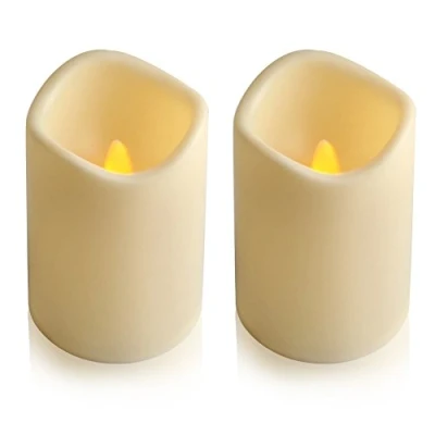 Immagine di Eleoption Candele a LED senza fiamma, per esterni, con timer di 6 ore, accensione e spegnimento automatico giornaliero, batteria tremolante elettrolitica (confezione da 2)