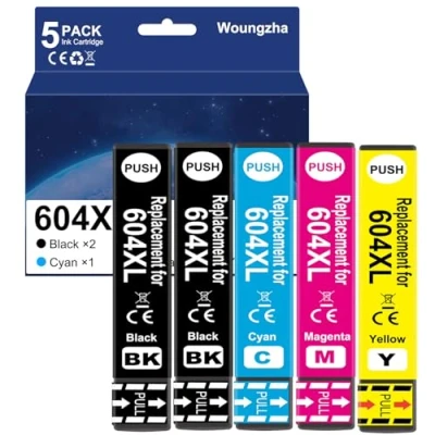 Immagine di Woungzha Cartucce d&#039;inchiostro 604XL Compatibile per Epson 604 XL Expression Home XP 2205 4200 3200 3205 2200 4205 Workforce WF 2935 2930 2910 2950DWF (5 Pack)