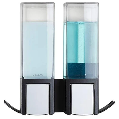 Immagine di Better Living Prodotti Clever Doppio Dispenser Doccia 2, Shampoo e Sapone, 2 x 502,7 ml Nero, 20,7 8,9 21 cm