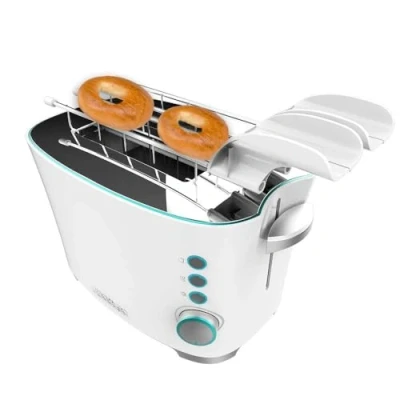 Immagine di Cecotec Toast&amp;Taste Double W, 650 Tostapane verticale con doppia fessura per 2 toast, facile pulizia, spegnimento e pop up automatico, include pinze di rimozione, vassoio raccogli briciole