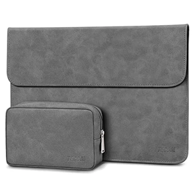Immagine di TECOOL Custodia PC 13 13.3 Pollici Porta,Borsa Sleeve Protettiva in pelle per 2022 MacBook Air/Pro M2 13, 2012 2020 M1, 2021 2023 Pro 14 M3 M1,Surface Laptop etc Grigio