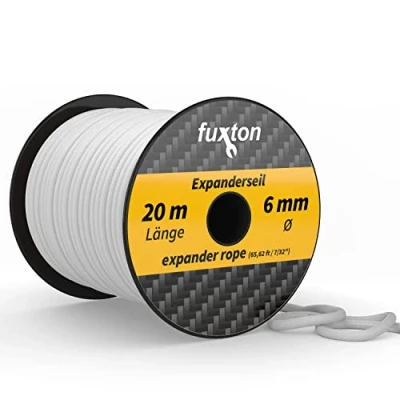 Immagine di fuxton corda elastica 6 mm 20 m bianco, elastico (elastico da esterno, banda elastica, di gomma, per teloni, tensionamento, elastici piscina)