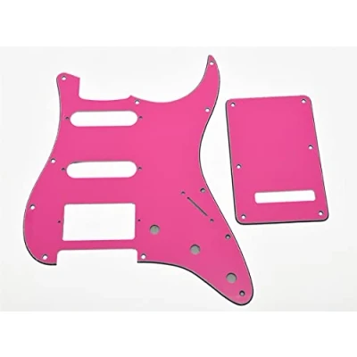 Immagine di Dopro Strat Battipenna per chitarra HSS, con piastra posteriore in tremolo, USA/messicana, colore: Rosa a 3 strati