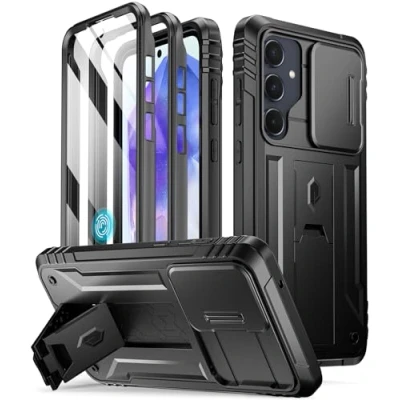 Immagine di POETIC Revolution Cover per Samsung Galaxy A55 5G, resistente agli urti, con supporto, colore: Nero