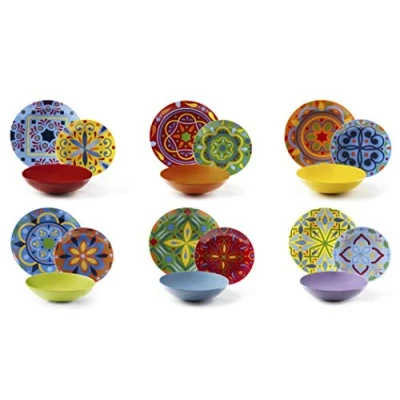 Immagine di Excelsa Puebla Servizio Piatti 18 Pezzi, Porcellana e Stoneware, Multicolore