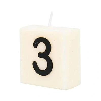 Immagine di PD Party 7040003 Candela Numerica tipo Scarabeo Festa Decorazioni Ambiente 3, Crema/Nero, 4cm Lunghezza x Larghezza 2cm Altezza
