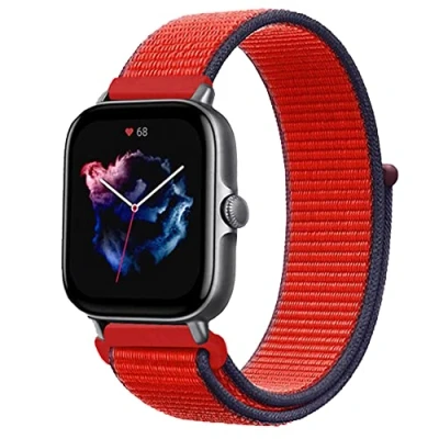 Immagine di Niboow 20mm Cinturino per Amazfit GTR Mini/GTS 4/GTS 3/GTS 4 2 2e/GTS 2/GTS/GTR 42mm, Uomini Donne Nylon Bip 3 Pro/Bip 3/Bip S/Bip Lite/Bip U Pro Rosso
