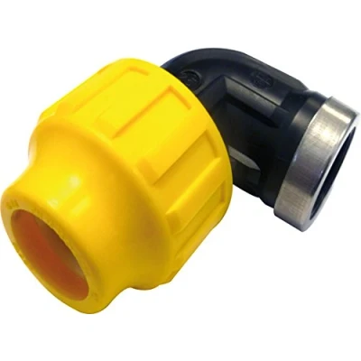 Immagine di &#039;S &amp; M Raccordo Gomito Filettatura Femmina, Inox, 25 mm x 1/2, Colore: Nero/Giallo