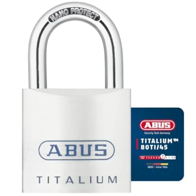 Immagine di ABUS Lucchetto Titalium 80TI/45 da cantina con corpo leggero e solido in alluminio speciale Livello di sicurezza 7 Argento