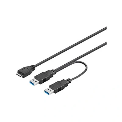 Immagine di Goobay 95746 Cavo USB 3.0 Dual Power SuperSpeed, Nero, 3 x Numero di Schermature, 0.30m Lunghezza del