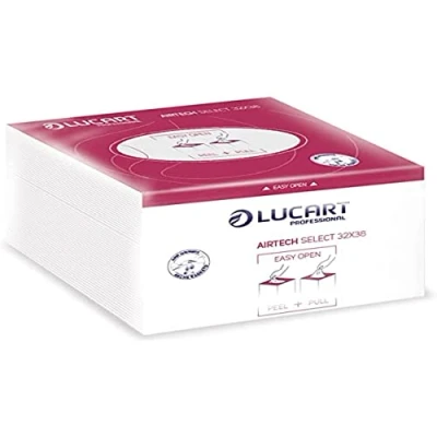 Immagine di Lucart Confezione da 55 Panni Multiuso Piegati Airtech Select, 32 x 38 cm, Bianco