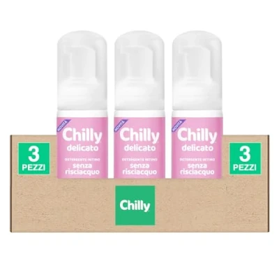 Immagine di Chilly Delicato Detergente Intimo in Mousse Senza Risciacquo Azione Protettiva e Anti Odore con Timo Salvia Igiene Rapida pH 5 Uso Quotidiano Ginecologicamente Testato 3 Flaconi da 100ml