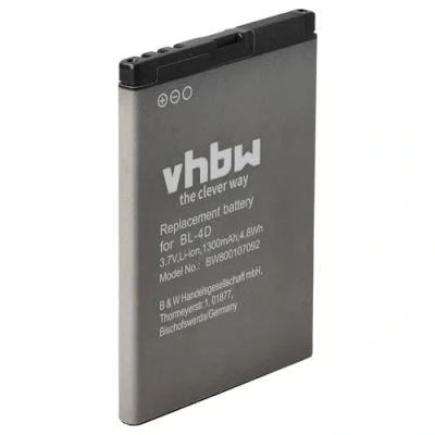 Immagine di vhbw batteria compatibile con Nokia 808 PureView, E5, E5 00, E7, E7 00 16GB, N8, N97 Mini smartphone cellulare (1300mAh, 3,7V, Li Ion)