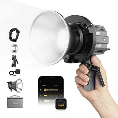 Immagine di Luce Video, COLBOR CL60M 65W COB Video Light Uscita Continua 5600K CRI97+ Illuminazione 7Effetti di Luci Led Lampada supporto Bowens Mount APP per Studio Fotografico(550g),