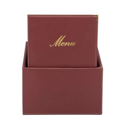 Immagine di Securit Set da 20 Porta Menu A4 Box Inclusa Linea Classic Per Caffè, Ristoranti, Bar Similpelle Colore Bordeaux