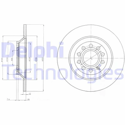 Immagine di DELPHI BG4088 Disco freno 302 12 5 pieno Oleato non trattato senza cuscinetto ruota, anello sensore ABS AUDI: A6 C6 Avant, Allroad