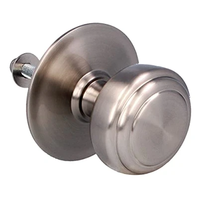 Immagine di Amig Pomello Mod 12 Argento Rotondo in Ottone Massiccio con Finitura Cromata Opaca per Porte Esterne d&#039;Ingresso Diametro Maniglia Ø70 mm Altezza 68,5 Incluso Dado di Fissaggio