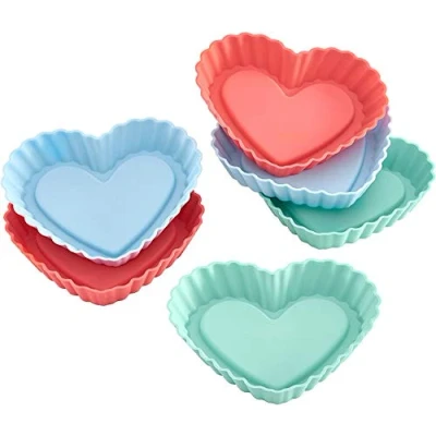Immagine di Lurch 83017 Stampo Tortelett Cuore Set di 6, Silicone, Multicolore, 12,5 x 5,3 cm