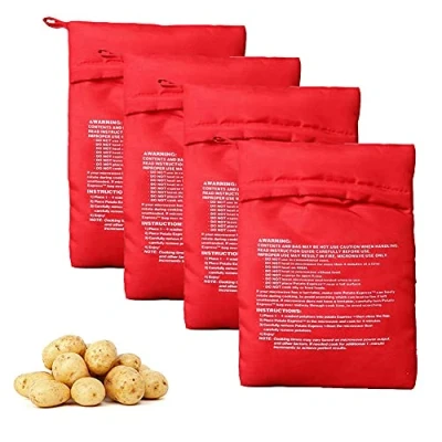 Immagine di 4 sacchetti per patate a microonde riutilizzabili forno microonde, perfette in soli minuti