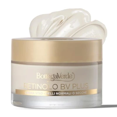Immagine di Bottega Verde Retinolo BV Plus, Crema Viso Antirughe e Antietà, 50 ml, con Pro Acido Ialuronico, Azione Elasticizzante, Pelli Normali o Secche