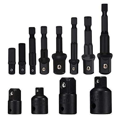 Immagine di EVANCE 8 Pezzi Punta Per Trapano, Esagonale Adattatore, Con Codolo Esagonale, 1/4&quot; 3/8&quot; 1/2&quot;+4 Socket Ratchet Converter Riduttori Adattatori Tool Set,1/2&quot; (Black)