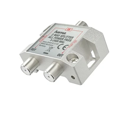 Immagine di Hama Distributore satellitare (2 Vie Spina F, Completamente schermato, Sat, Protezione totale, Garanzia 10 Anni) Argento