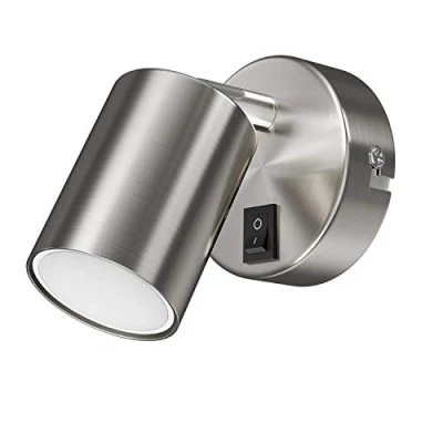 Immagine di ledscom.de Faretto da parete WAIKA interruttore cromo opaco + lampada LED bianco caldo a 3 livelli dimming 500lm