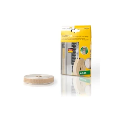 Immagine di Schellenberg 44301 Kit di riparazione per cinghia tapparelle Gurtfix, larghezza 14 mm, sistema mini, 4,3 m, beige