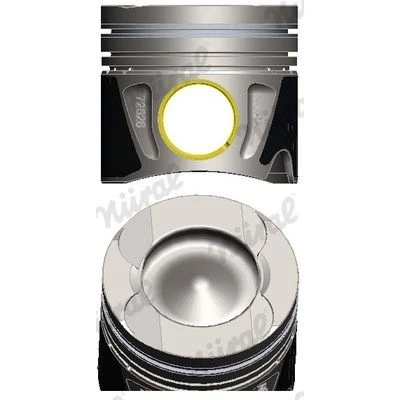 Immagine di NÜRAL 87 433407 10 Pistone 83,5 con boccola per mozzo spinotto, canale raffreddamento, porta fascia elastica, biella trapezoidale