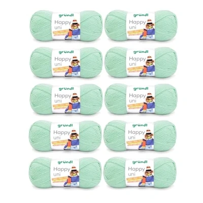 Immagine di Gründl Happy Uni (Filato per Maglieria e Uncinetto con Carattere Simile alla Lana in 100% poliacrilico, Anti Pilling, 100 g / 250 m, Dimensioni dell&#039;ago: 4 5, 10 x g), Mint