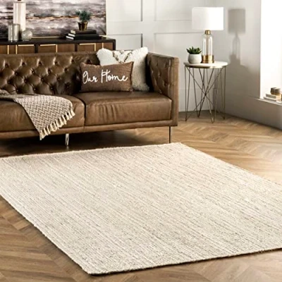 Immagine di nuLOOM Tappeto Rigo rustico in iuta tessuto a mano, 150 x 240 cm, bianco sporco