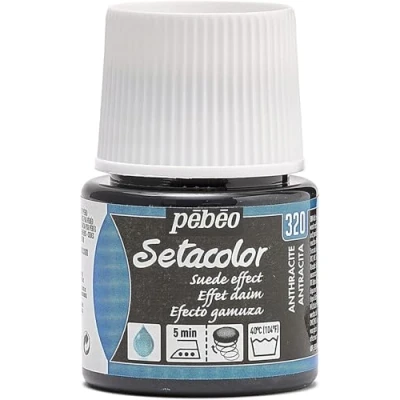 Immagine di Pebeo Setacolor tessuto vernice 45 ml 57, con colori diversi Suede Effect Anthracite