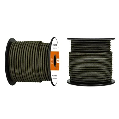 Immagine di Abma Cord Corda Elastica 4mm 20M di Gomma Cavo Elastico Marino per Teloni, Tende e Bagagli Verde Oliva