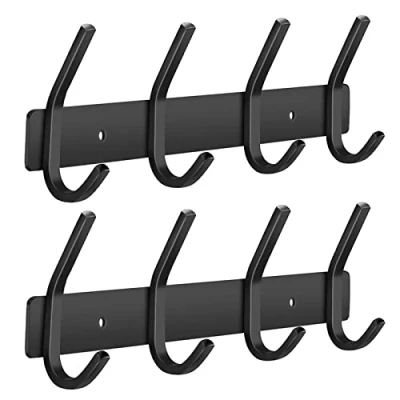 Immagine di JOLY FANG Appendiabiti da Parete, Ganci Muro Moderno in Acciaio Inox, Attaccapanni Montato Parete per Giacche Giacche, Cappelli, Sciarpe (4 2pcs, Nero)