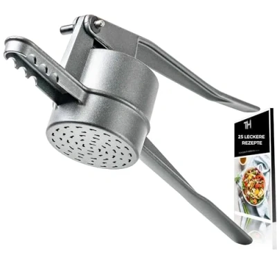 Immagine di Thiru Spätzlepressa Vincitore del test 2024 60 giorni senza rischi Schiacciapatate con vassoio e cucchiaio per schiuma, ideale spätzle, patate, succhi di frutta, Made in Germany incluso