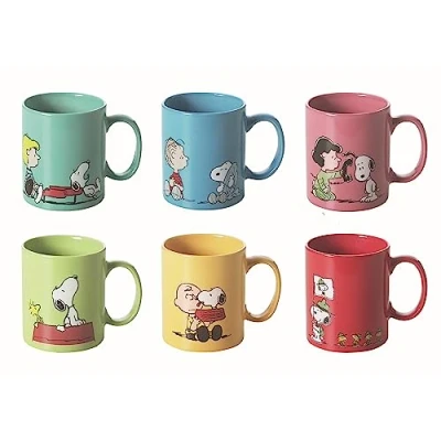Immagine di Excelsa Peanuts Set 6 Tazze Mug, Ceramica, Multicolore, Capacità: 350 ml, unità