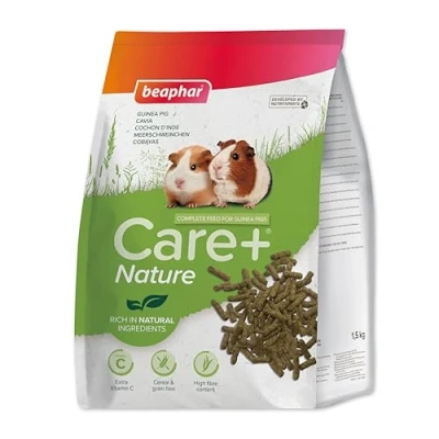 Immagine di Beaphar Care+® Nature Alimento naturale per cavie con vitamina C, senza cereali, ricco di fibre e fieno Timothy pellet tutto in uno 1,5 kg