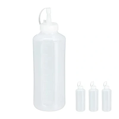 Immagine di Relaxdays 24 flaconi da spremere 1000 ml, per salse, bottiglia a spruzzo riempire, in plastica, di salsa, trasparente