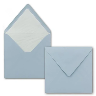 Immagine di FarbenFroh by GUSTAV NEUSER 5buste quadrate 16 x cm celesti (blu) buste con fodera in seta bianca senza finestra e colla umida per biglietti d&#039;invito matrimoni compleanni