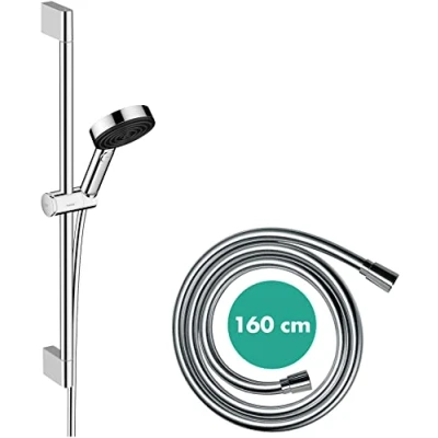 Immagine di hansgrohe Pulsify Select S Set doccia 105 3 tipi di getto Relax EcoSmart con asta 65 cm, cromo, 24161000