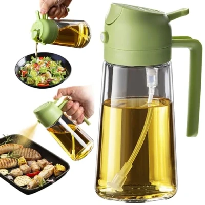 Immagine di TrendPlain Spruzzino Olio per Friggitrice Aria 470ml, Spruzzatore e Dosatore 2 in 1, Nebulizzatore Cucina Insalata, senza BPA Verde