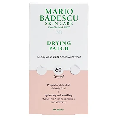 Immagine di Mario Badescu Drying Patch Blemish Covering, Invisible Spot Treatment, Absorbing All Day Polymer Adhesion with Vitamin C, Vegan &amp; Cruelty Free, Strong Hold (60 cerotti, 12 mm), Clear